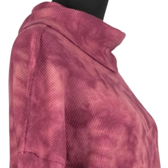 Maeve Waffle Knit Cowl Neck Thermal Tie Dye Long Sleeve Top size Small - Picture 6 of 9